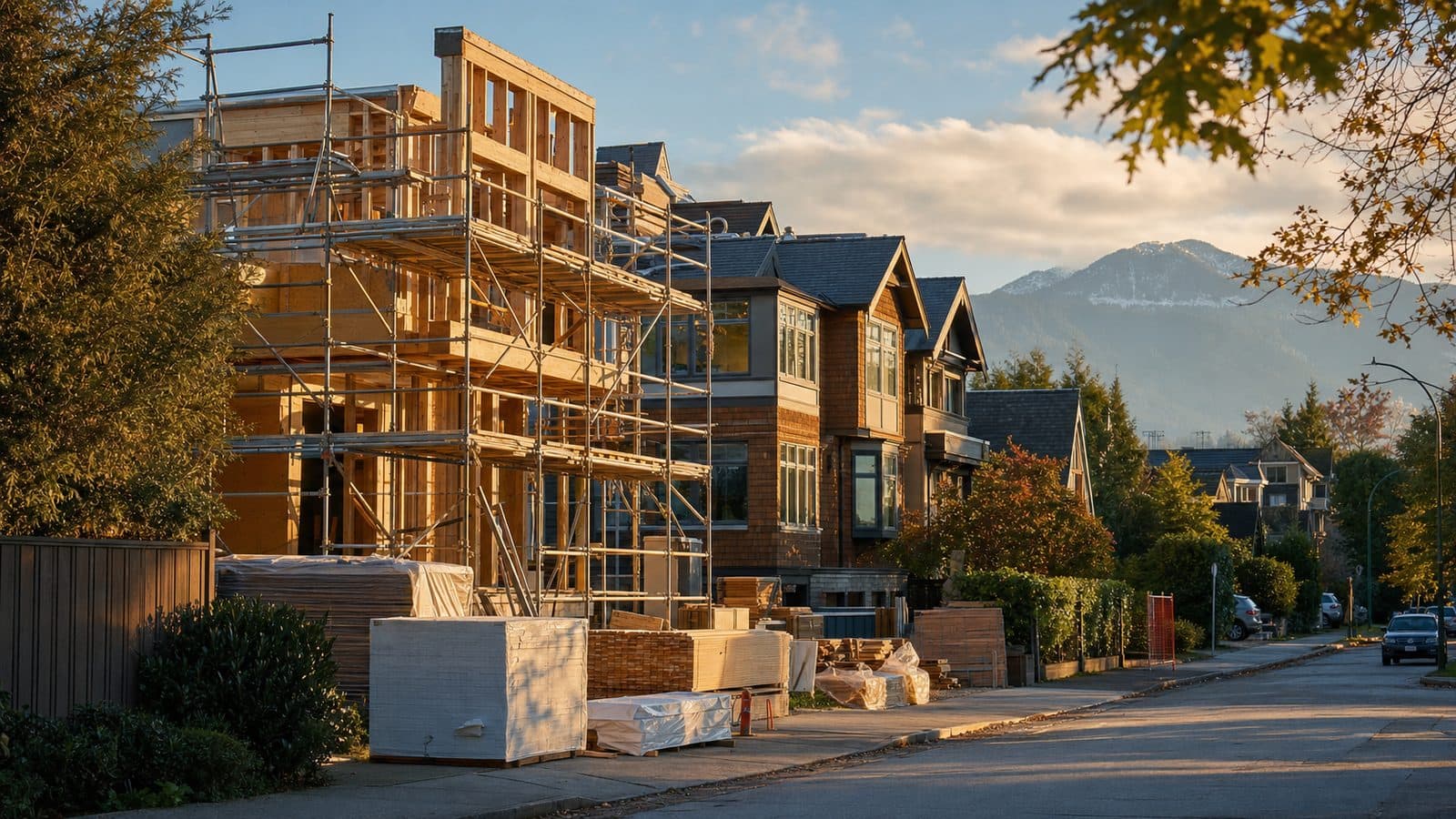 Vancouver residential renovation project in Kitsilano with West Coast architecture in background